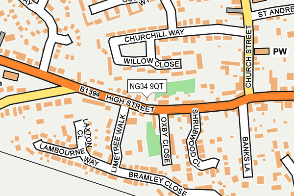 NG34 9QT map - OS OpenMap – Local (Ordnance Survey)