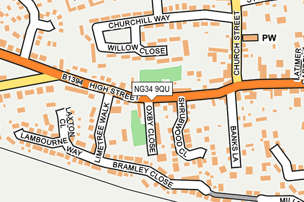 NG34 9QU map - OS OpenMap – Local (Ordnance Survey)