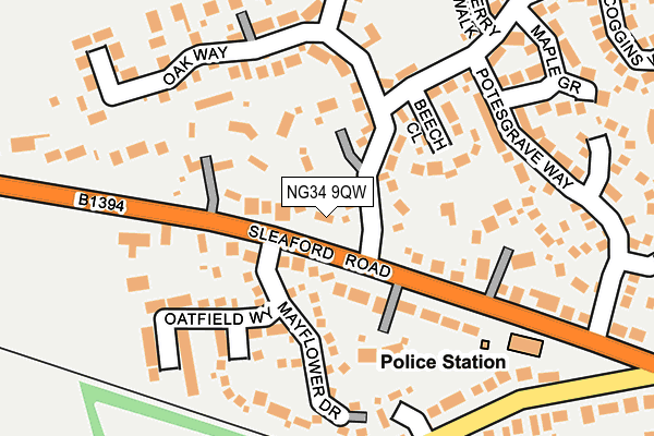 NG34 9QW map - OS OpenMap – Local (Ordnance Survey)
