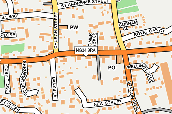 NG34 9RA map - OS OpenMap – Local (Ordnance Survey)