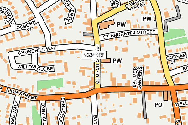 NG34 9RF map - OS OpenMap – Local (Ordnance Survey)