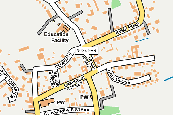 NG34 9RR map - OS OpenMap – Local (Ordnance Survey)