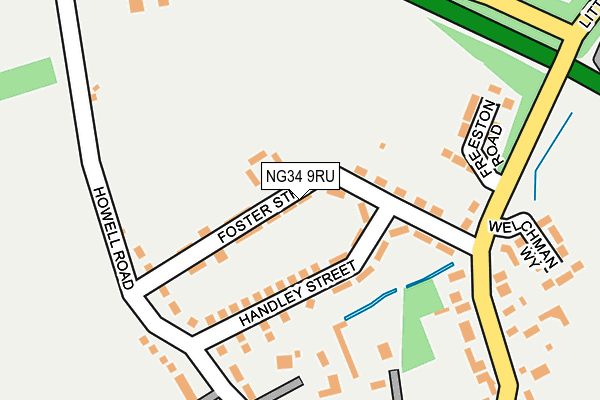NG34 9RU map - OS OpenMap – Local (Ordnance Survey)
