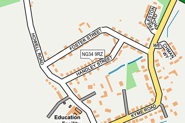 NG34 9RZ map - OS OpenMap – Local (Ordnance Survey)
