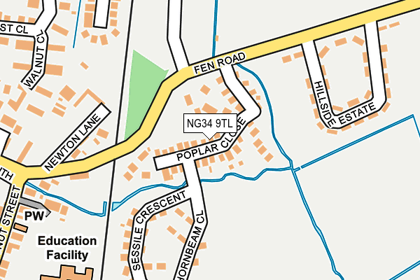 NG34 9TL map - OS OpenMap – Local (Ordnance Survey)