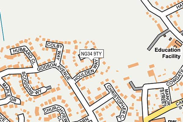 NG34 9TY map - OS OpenMap – Local (Ordnance Survey)