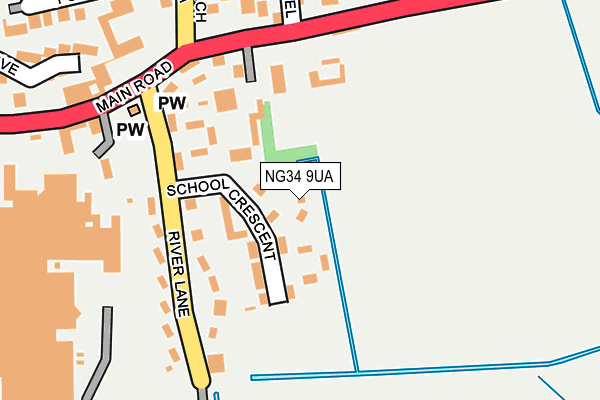 NG34 9UA map - OS OpenMap – Local (Ordnance Survey)