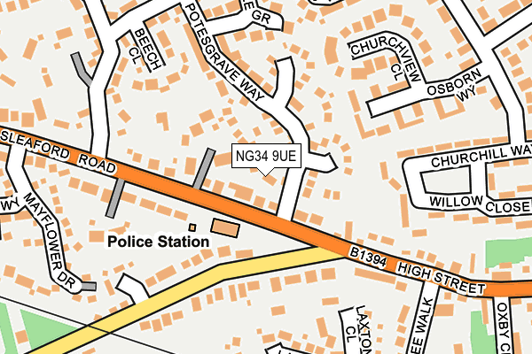 NG34 9UE map - OS OpenMap – Local (Ordnance Survey)
