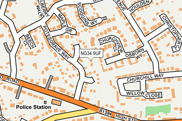 NG34 9UF map - OS OpenMap – Local (Ordnance Survey)