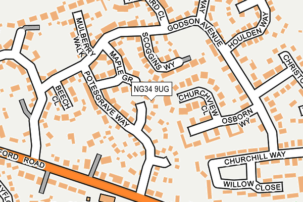 NG34 9UG map - OS OpenMap – Local (Ordnance Survey)