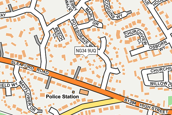 NG34 9UQ map - OS OpenMap – Local (Ordnance Survey)