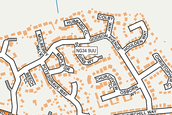 NG34 9UU map - OS OpenMap – Local (Ordnance Survey)