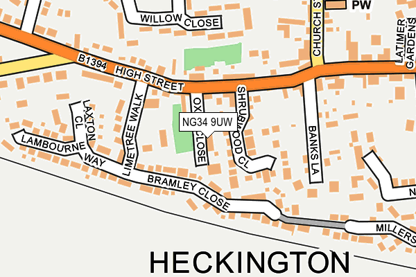 NG34 9UW map - OS OpenMap – Local (Ordnance Survey)