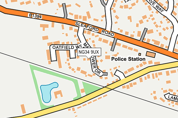 NG34 9UX map - OS OpenMap – Local (Ordnance Survey)
