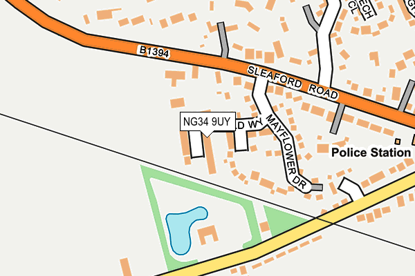 NG34 9UY map - OS OpenMap – Local (Ordnance Survey)
