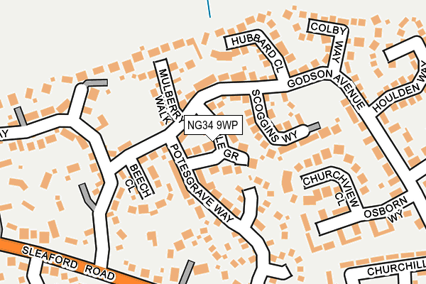 NG34 9WP map - OS OpenMap – Local (Ordnance Survey)