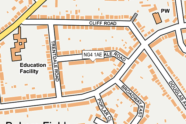 NG4 1AE map - OS OpenMap – Local (Ordnance Survey)