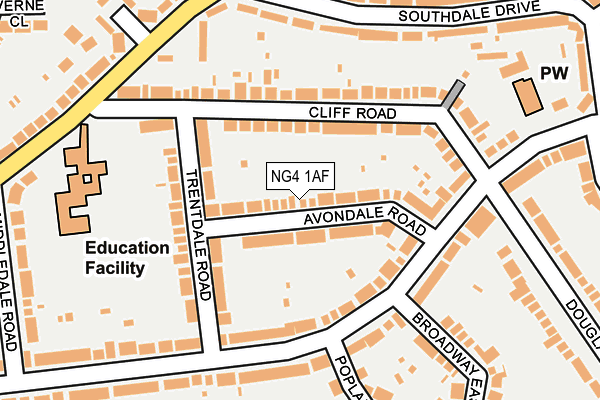 NG4 1AF map - OS OpenMap – Local (Ordnance Survey)