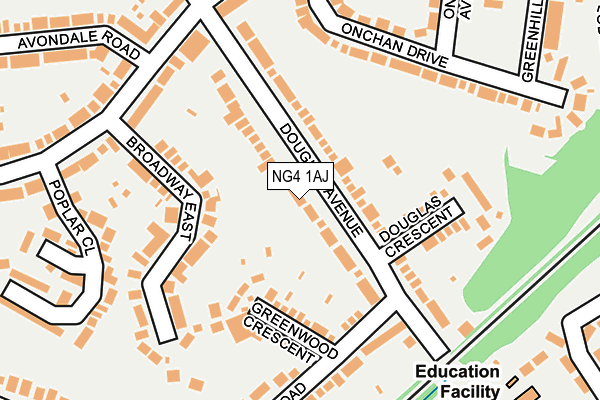 NG4 1AJ map - OS OpenMap – Local (Ordnance Survey)