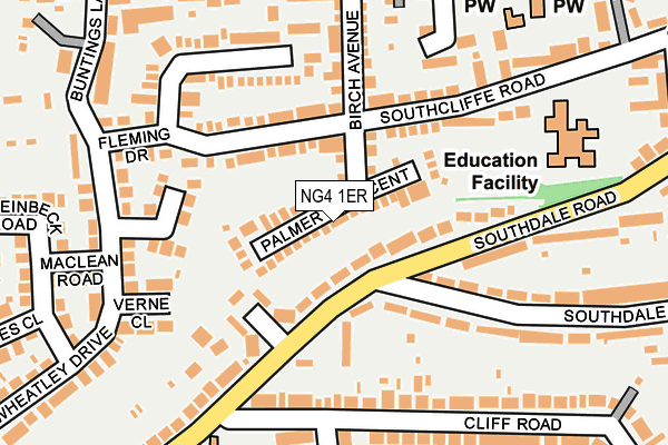 NG4 1ER map - OS OpenMap – Local (Ordnance Survey)