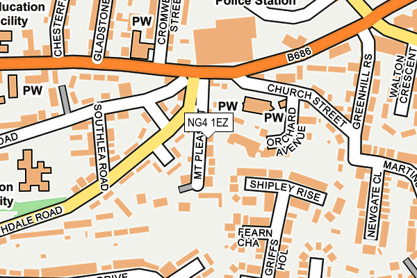 NG4 1EZ map - OS OpenMap – Local (Ordnance Survey)