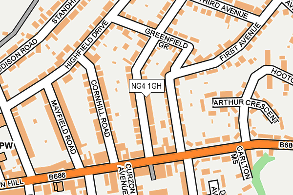 NG4 1GH map - OS OpenMap – Local (Ordnance Survey)