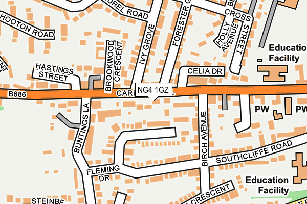 NG4 1GZ map - OS OpenMap – Local (Ordnance Survey)