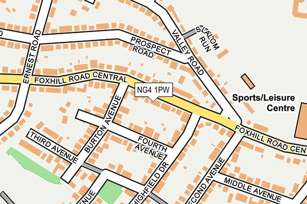 NG4 1PW map - OS OpenMap – Local (Ordnance Survey)