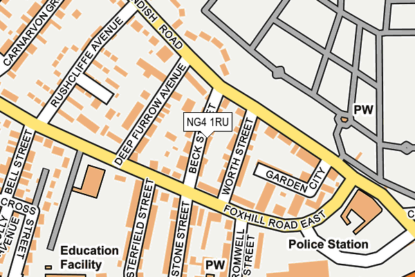 NG4 1RU map - OS OpenMap – Local (Ordnance Survey)