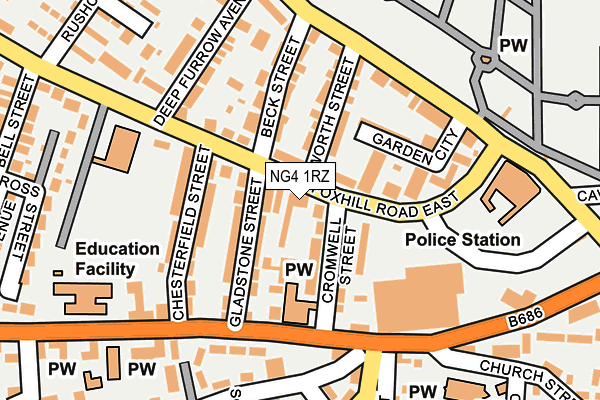 NG4 1RZ map - OS OpenMap – Local (Ordnance Survey)