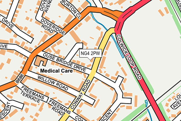 NG4 2PW map - OS OpenMap – Local (Ordnance Survey)
