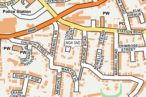 NG4 3AD map - OS OpenMap – Local (Ordnance Survey)