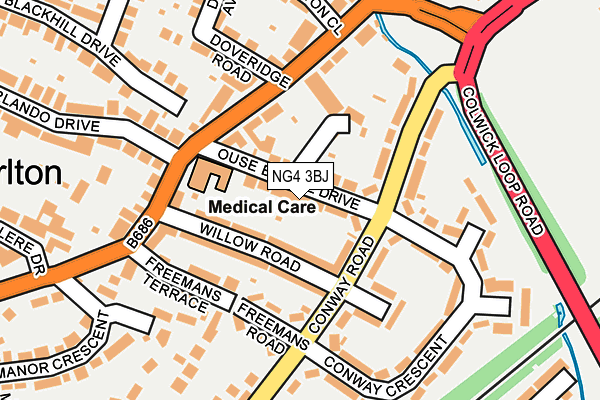 NG4 3BJ map - OS OpenMap – Local (Ordnance Survey)