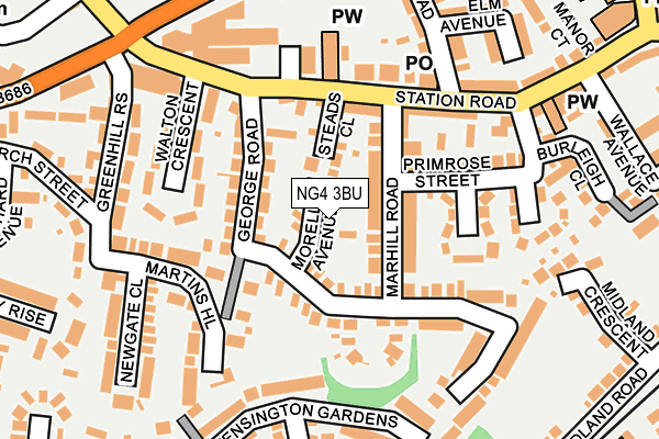 NG4 3BU map - OS OpenMap – Local (Ordnance Survey)