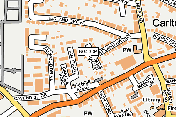 NG4 3DP map - OS OpenMap – Local (Ordnance Survey)