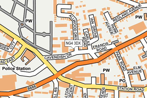 NG4 3DX map - OS OpenMap – Local (Ordnance Survey)