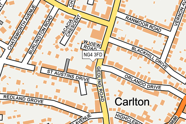 NG4 3FD map - OS OpenMap – Local (Ordnance Survey)