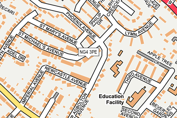 NG4 3PE map - OS OpenMap – Local (Ordnance Survey)