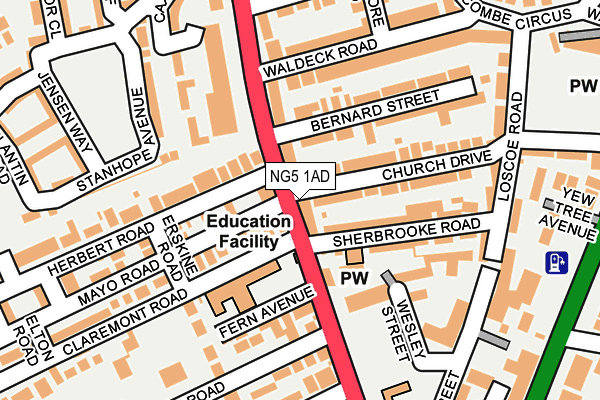 NG5 1AD map - OS OpenMap – Local (Ordnance Survey)