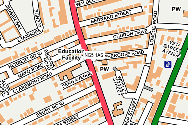 NG5 1AS map - OS OpenMap – Local (Ordnance Survey)