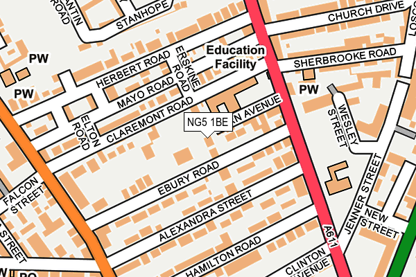 NG5 1BE map - OS OpenMap – Local (Ordnance Survey)