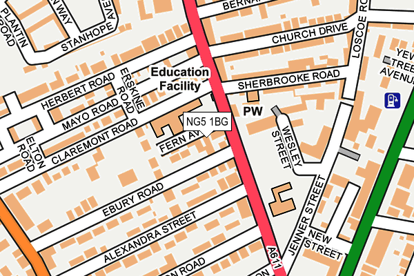 NG5 1BG map - OS OpenMap – Local (Ordnance Survey)