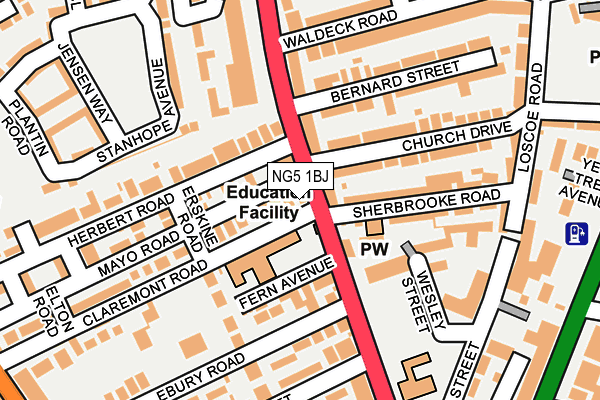 NG5 1BJ map - OS OpenMap – Local (Ordnance Survey)