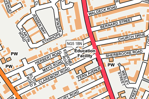 NG5 1BN map - OS OpenMap – Local (Ordnance Survey)