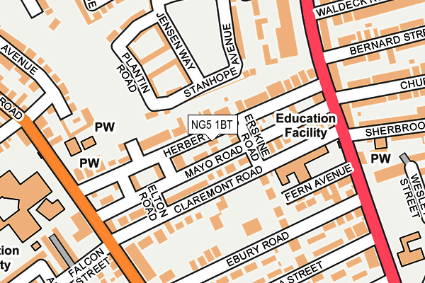 NG5 1BT map - OS OpenMap – Local (Ordnance Survey)