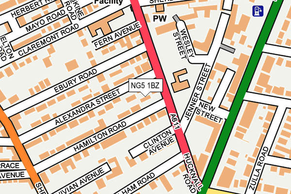 NG5 1BZ map - OS OpenMap – Local (Ordnance Survey)