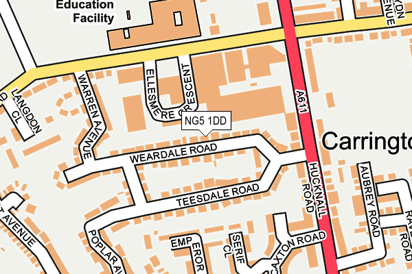 NG5 1DD map - OS OpenMap – Local (Ordnance Survey)