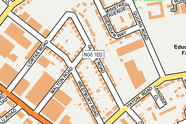 NG5 1ED map - OS OpenMap – Local (Ordnance Survey)