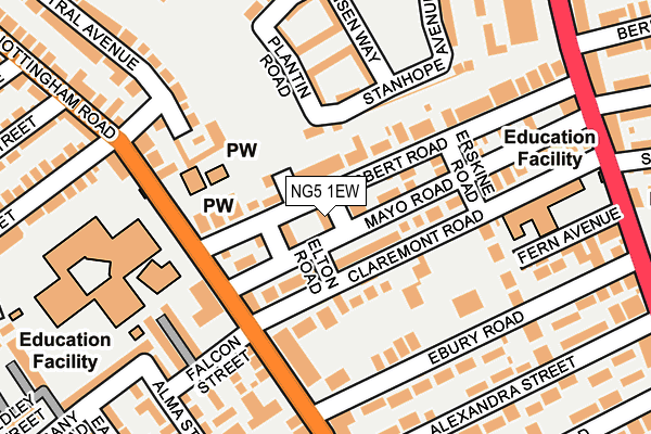 NG5 1EW map - OS OpenMap – Local (Ordnance Survey)