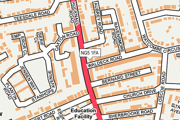 NG5 1FA map - OS OpenMap – Local (Ordnance Survey)